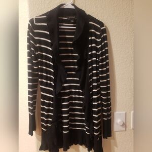 White House/Black Market~ Black and White Striped Women's Sweater